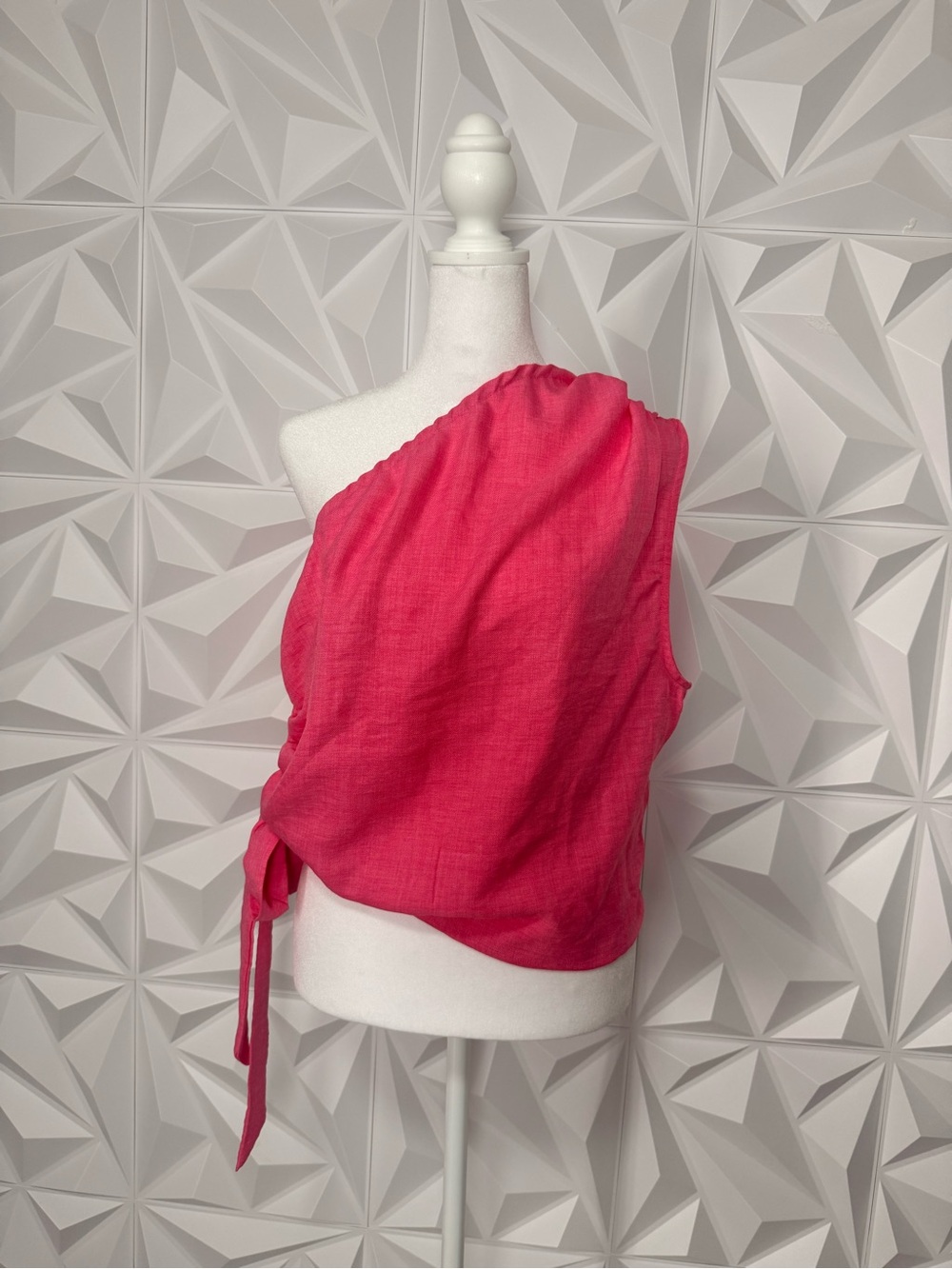 Boohoo Hot Pink One-Shoulder Camisole with Side Tie